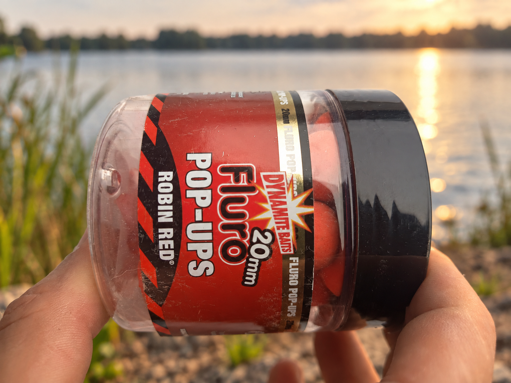 Dynamite Fluro Robin Red Pop-Ups 20 mm en ambiente de pesca