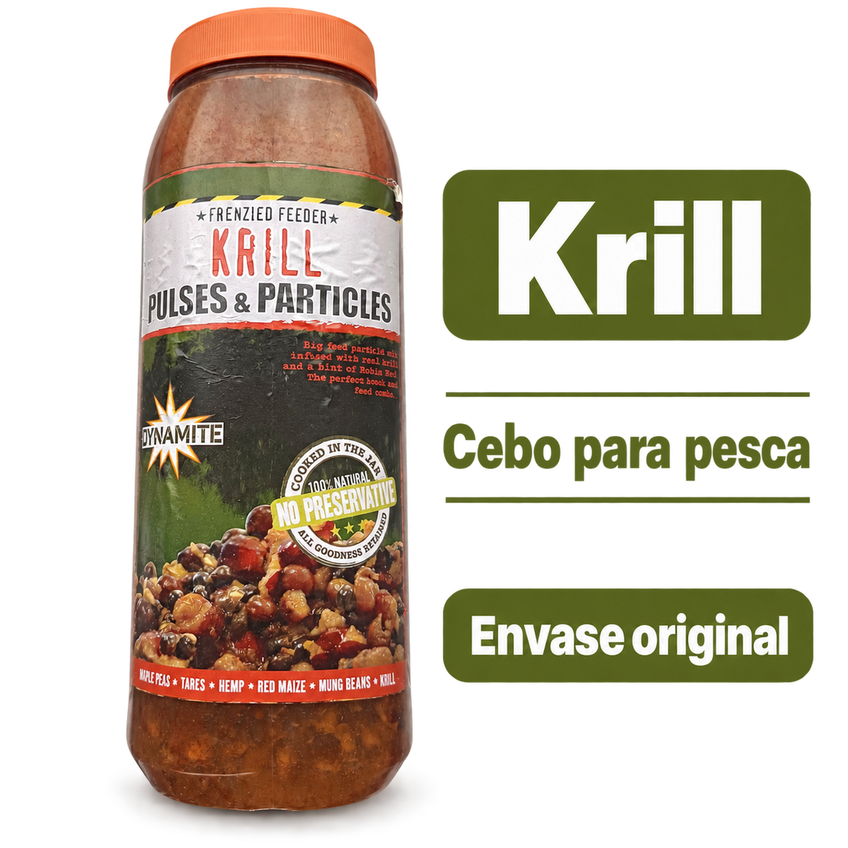 Dynamite Frenzied Krill · Mezcla de semillas para pesca con datos de su etiqueta