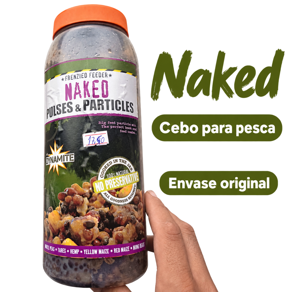 Dynamite Frenzied Naked · Mezcla de semillas para pesca con datos de su etiqueta