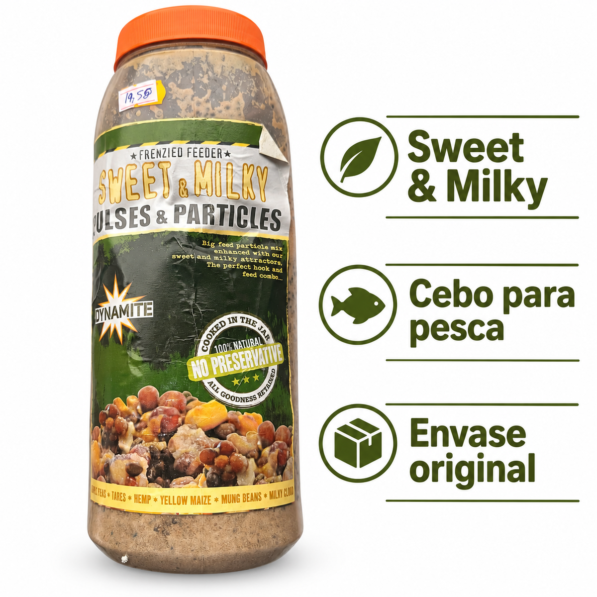 Dynamite Sweet & Milky · Mezcla de semillas para pesca con datos de su etiqueta