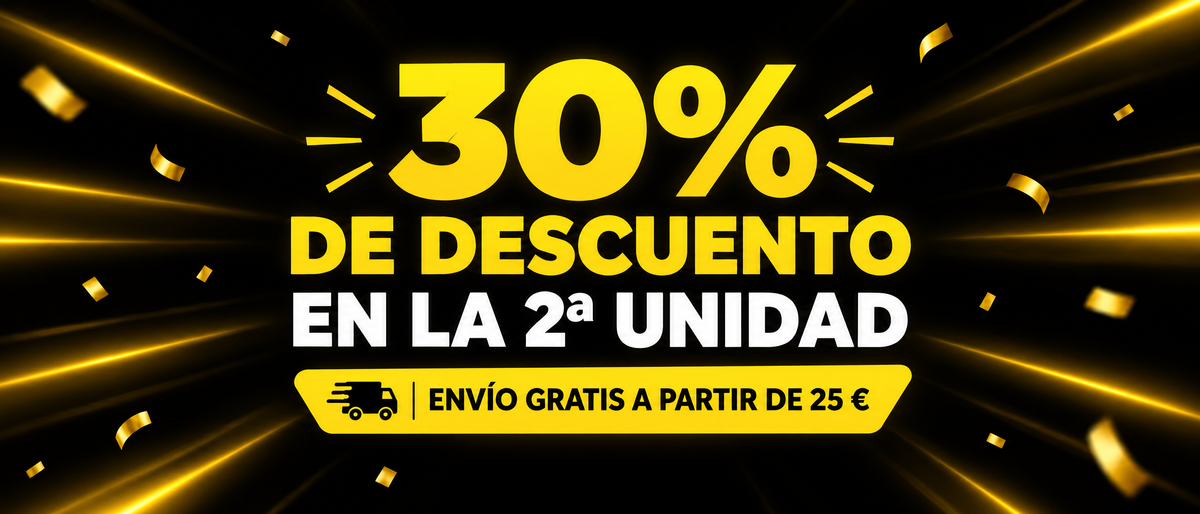 30 % de descuento en la segunda unidad y envío gratis a partir de 25 €