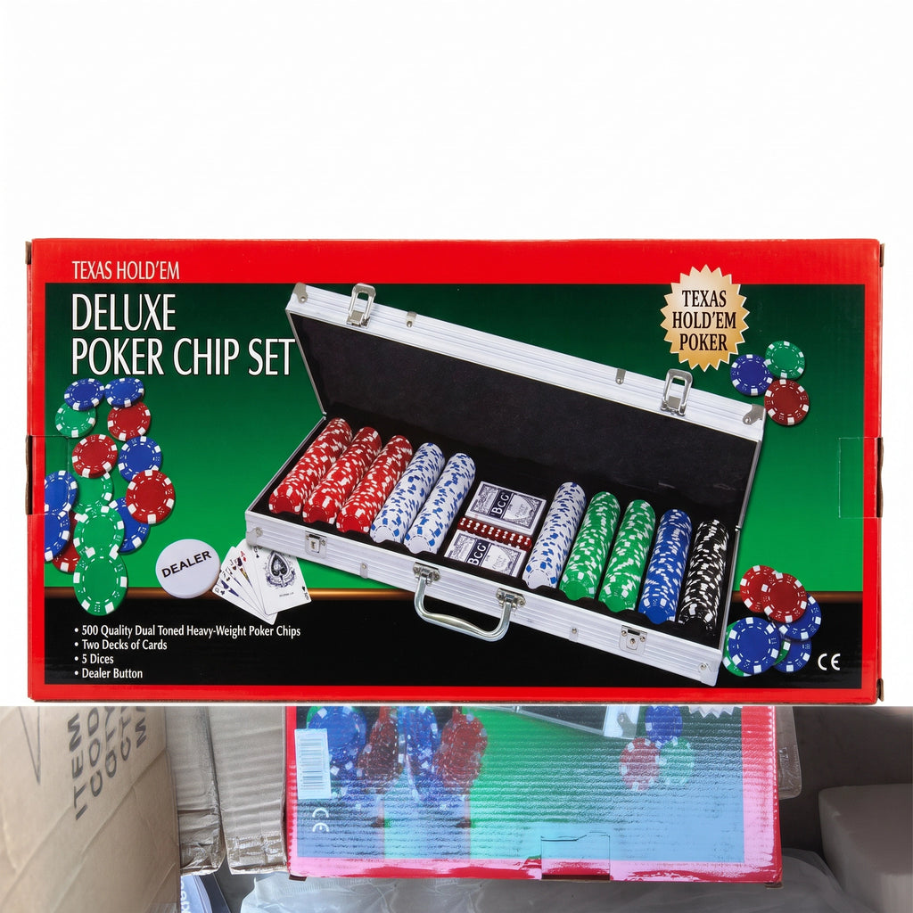 Set de Poker Texas Hold'em Deluxe — 500 Fichas con Maletín de Aluminio