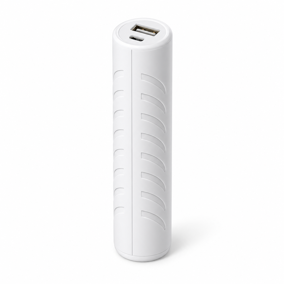 Power Bank D3093 blanco de 2600 mAh sobre fondo blanco