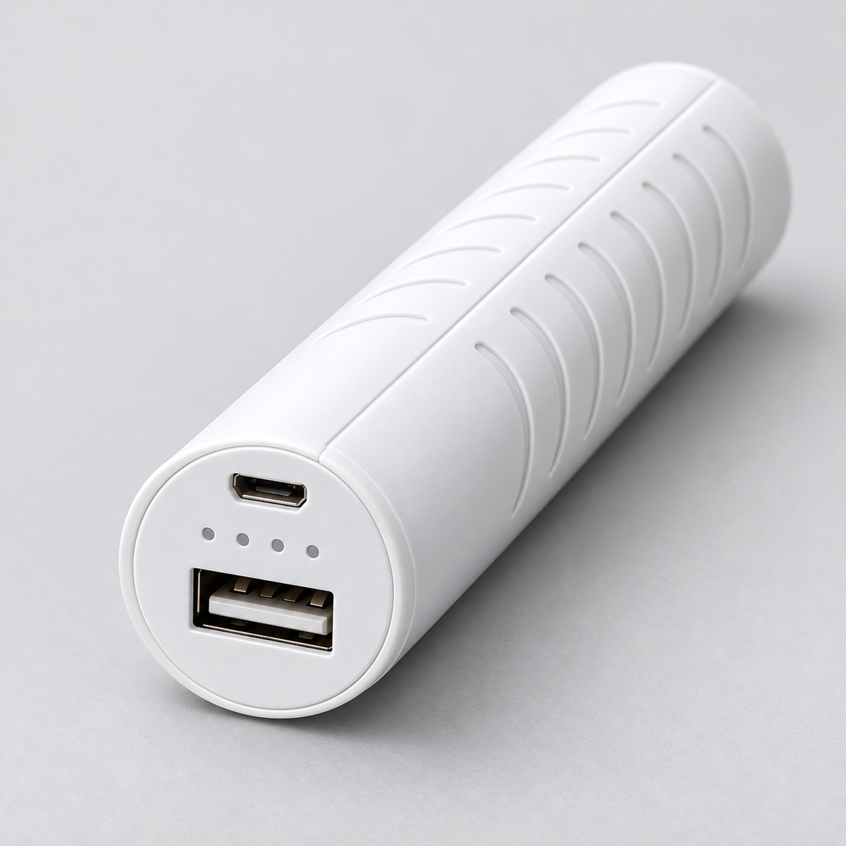 Detalle de puertos USB e indicador LED del Power Bank D3093
