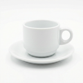 Taza de Café con Plato Cerámica Blanca Clásica 200ml