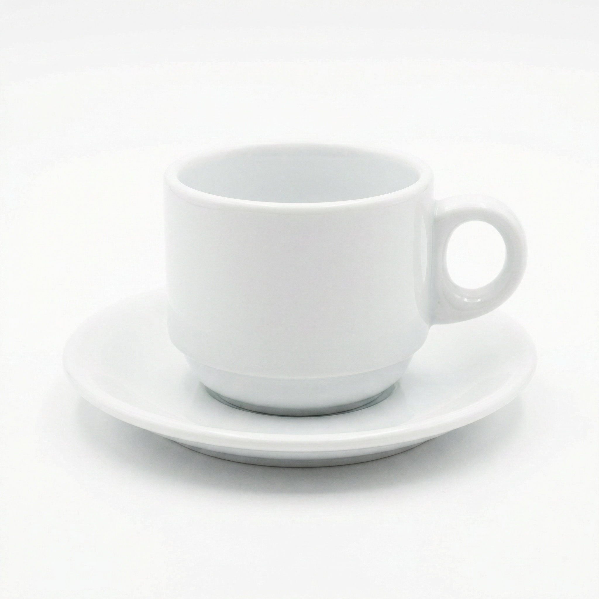 Taza de Café con Plato Cerámica Blanca Clásica 200ml