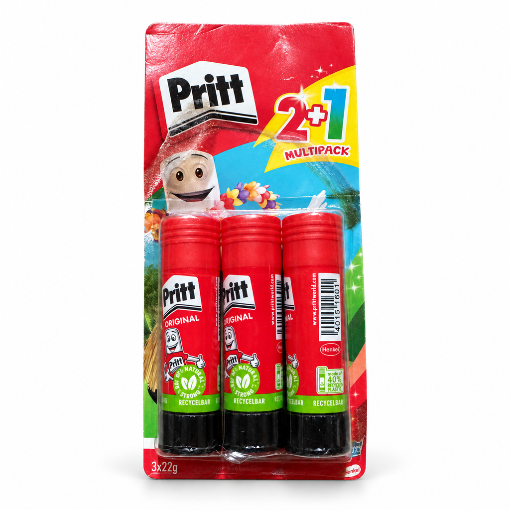Pritt Original pegamento en barra, pack de 3 × 22 g — portada en fondo blanco