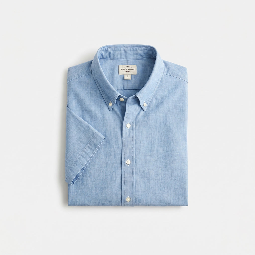 Camisa Manga Corta Hombre Plus Size Azul | UP2 Fashion