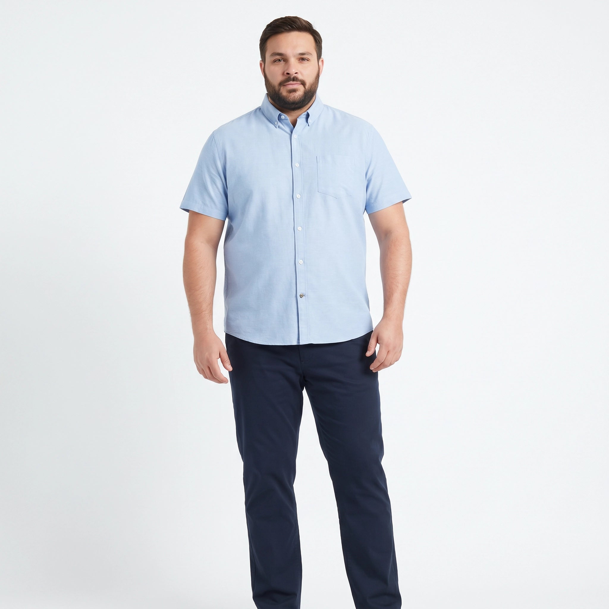 Camisa Manga Corta Hombre Plus Size Azul | UP2 Fashion