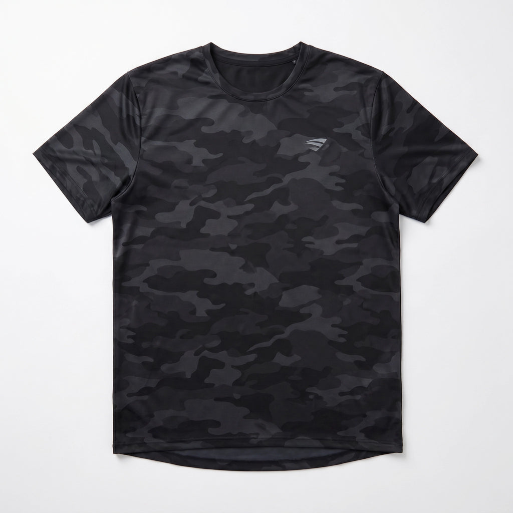 Camiseta Running Hombre Negro Camuflaje | Crane