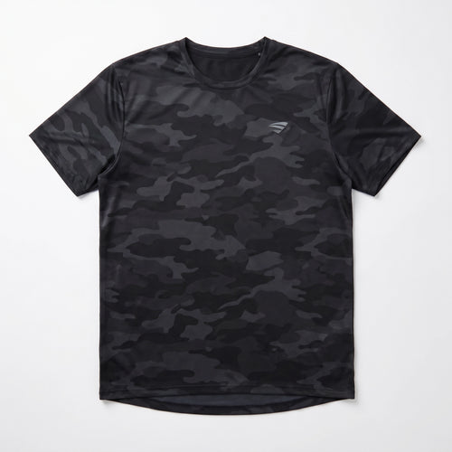 Camiseta Running Hombre Negro Camuflaje | Crane
