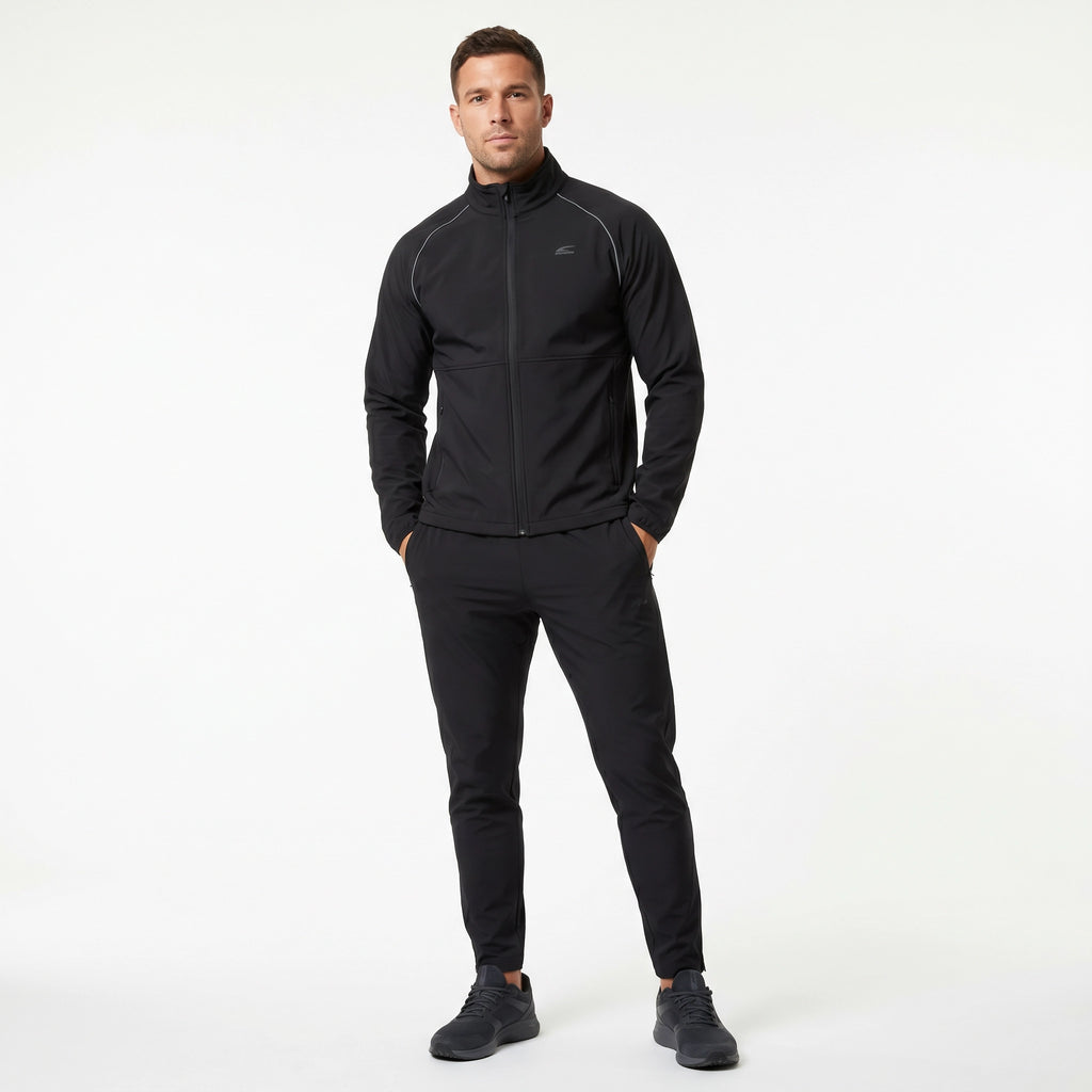 Chaqueta Softshell Running Hombre Negra | Crane