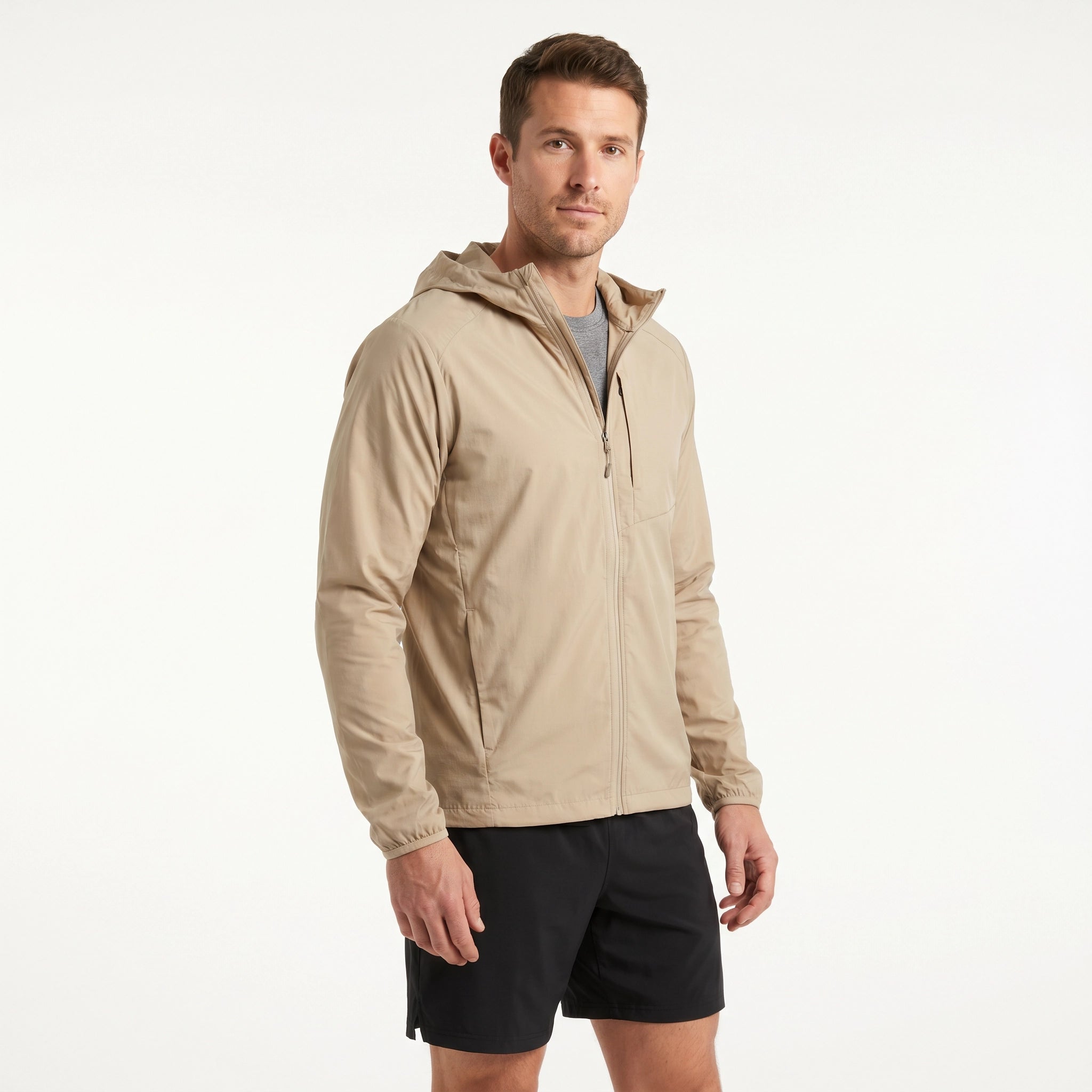 Chaqueta Trail Running Hombre Beige | Adventuridge