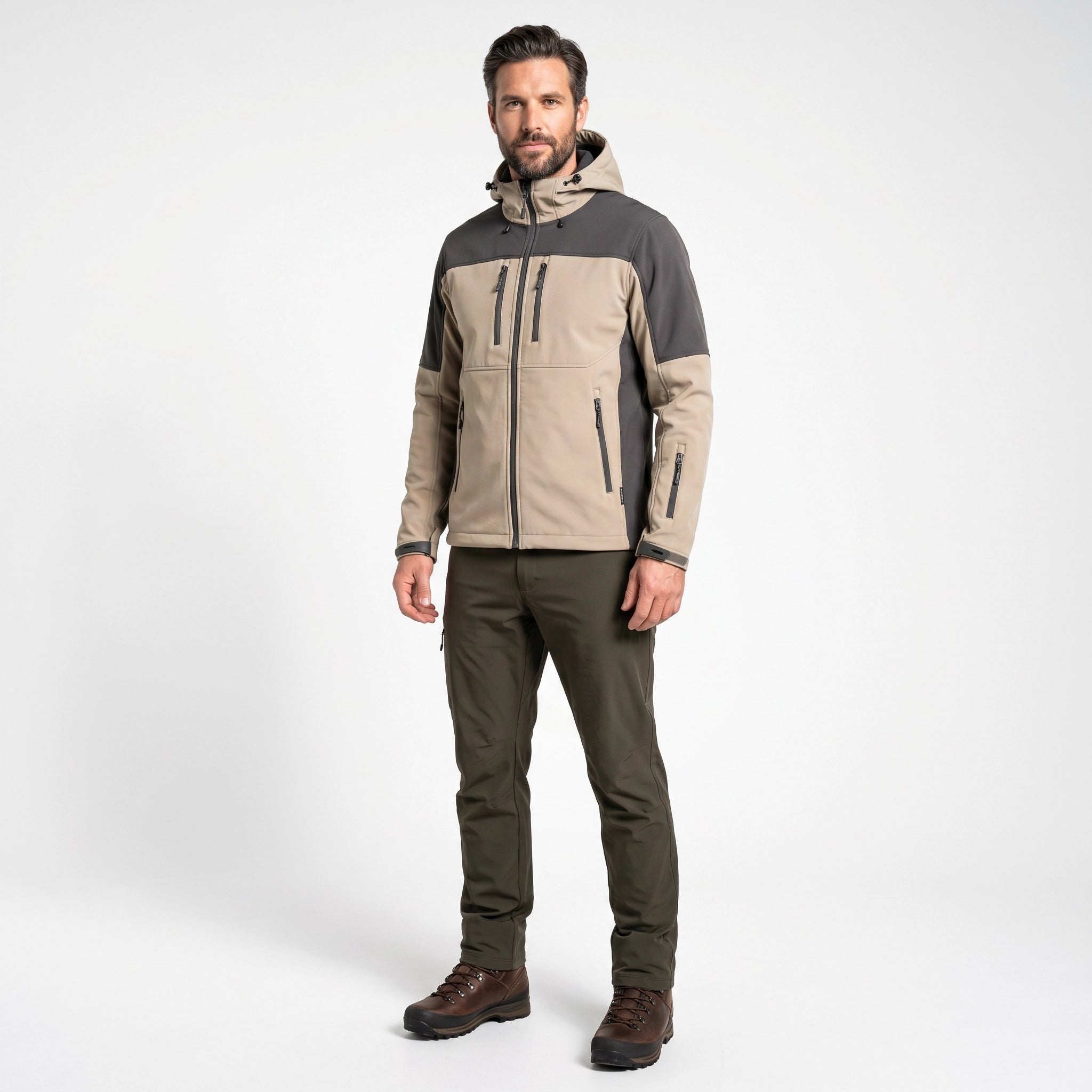 Chaqueta Trekking Hombre Beige/Gris Crane | Crane