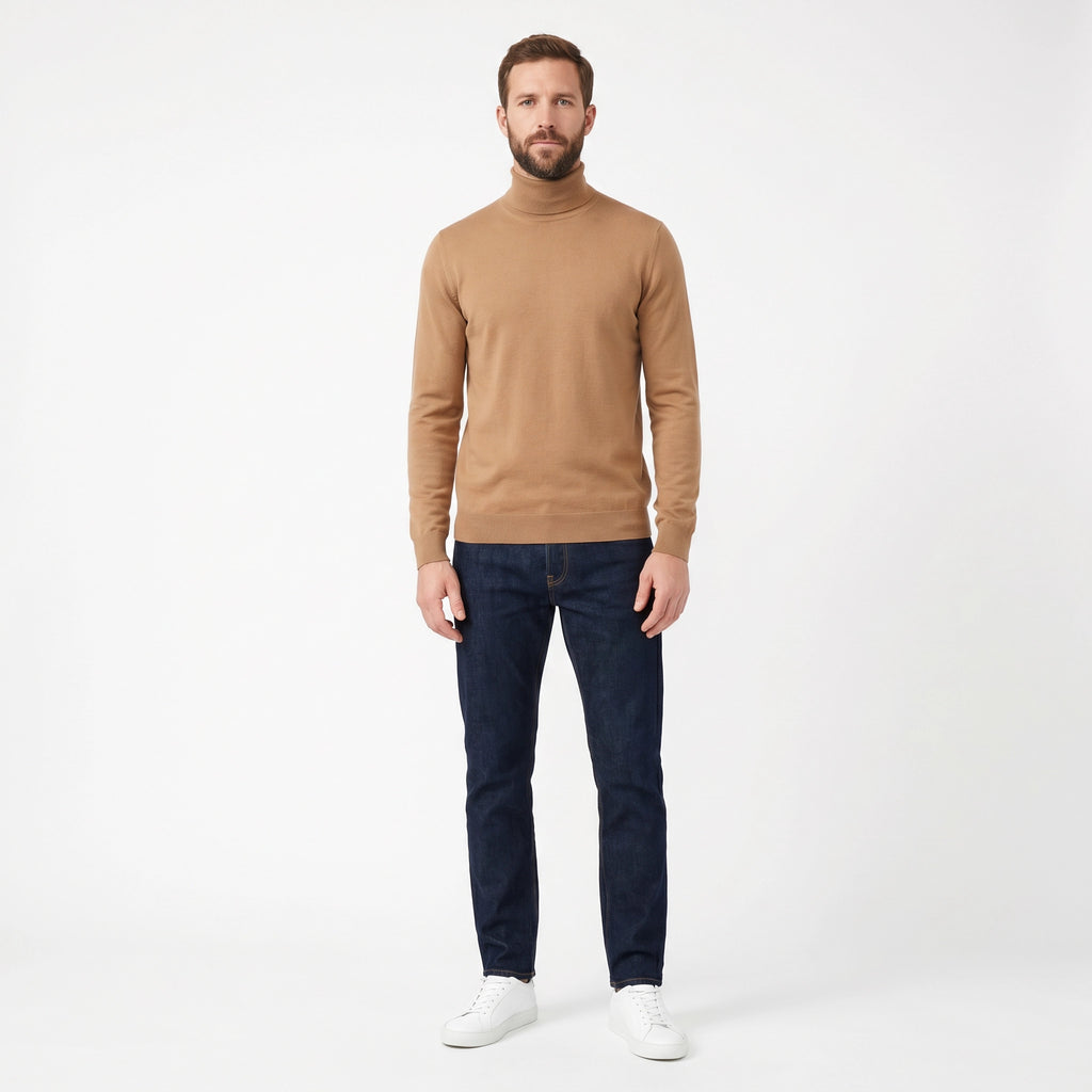 Jersey Cuello Alto Hombre Camel | UP2 Fashion