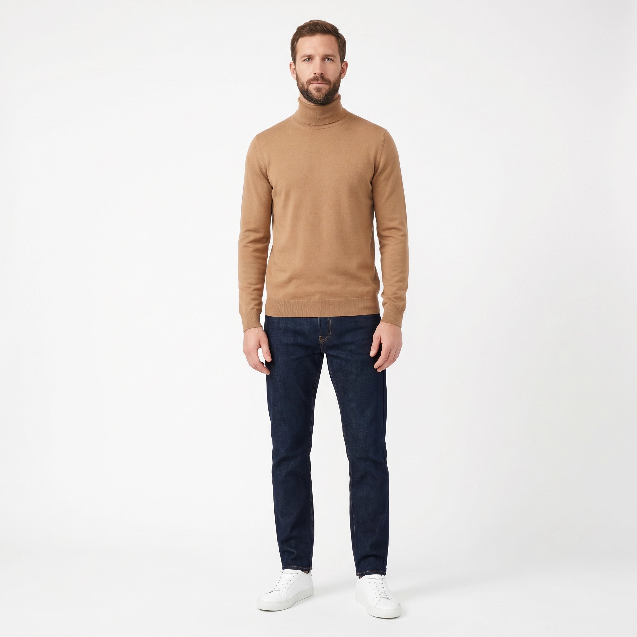 Jersey Cuello Alto Hombre Camel | UP2 Fashion