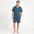 Pijama Corto Hombre Cuadros Azul/Verde | UP2 Fashion