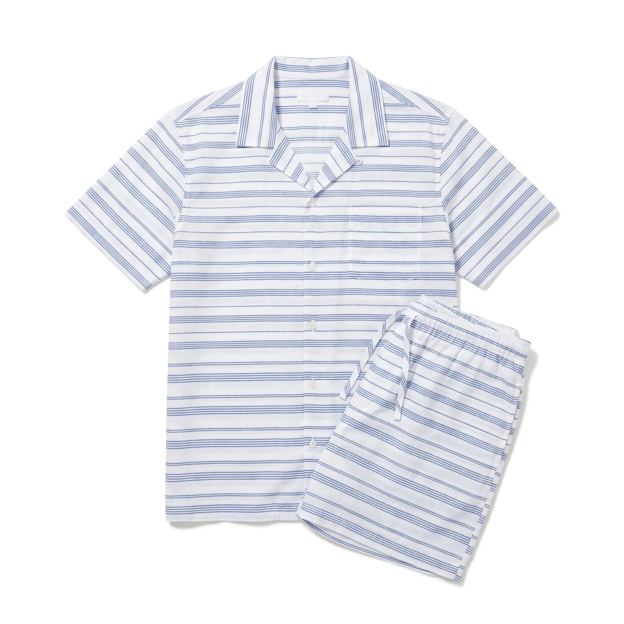 Pijama Corto Hombre Rayas Azul | UP2 Fashion