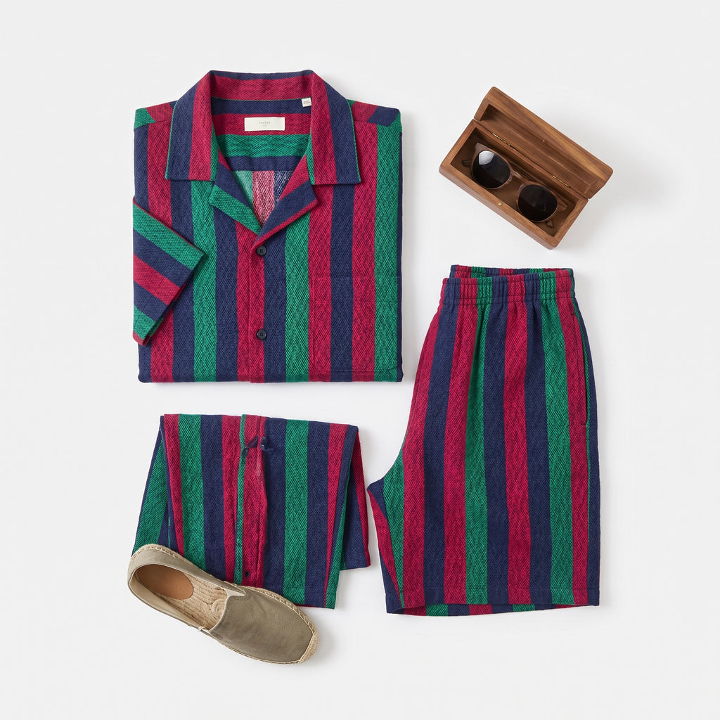 Pijama Corto Hombre Rayas Multicolor | UP2 Fashion