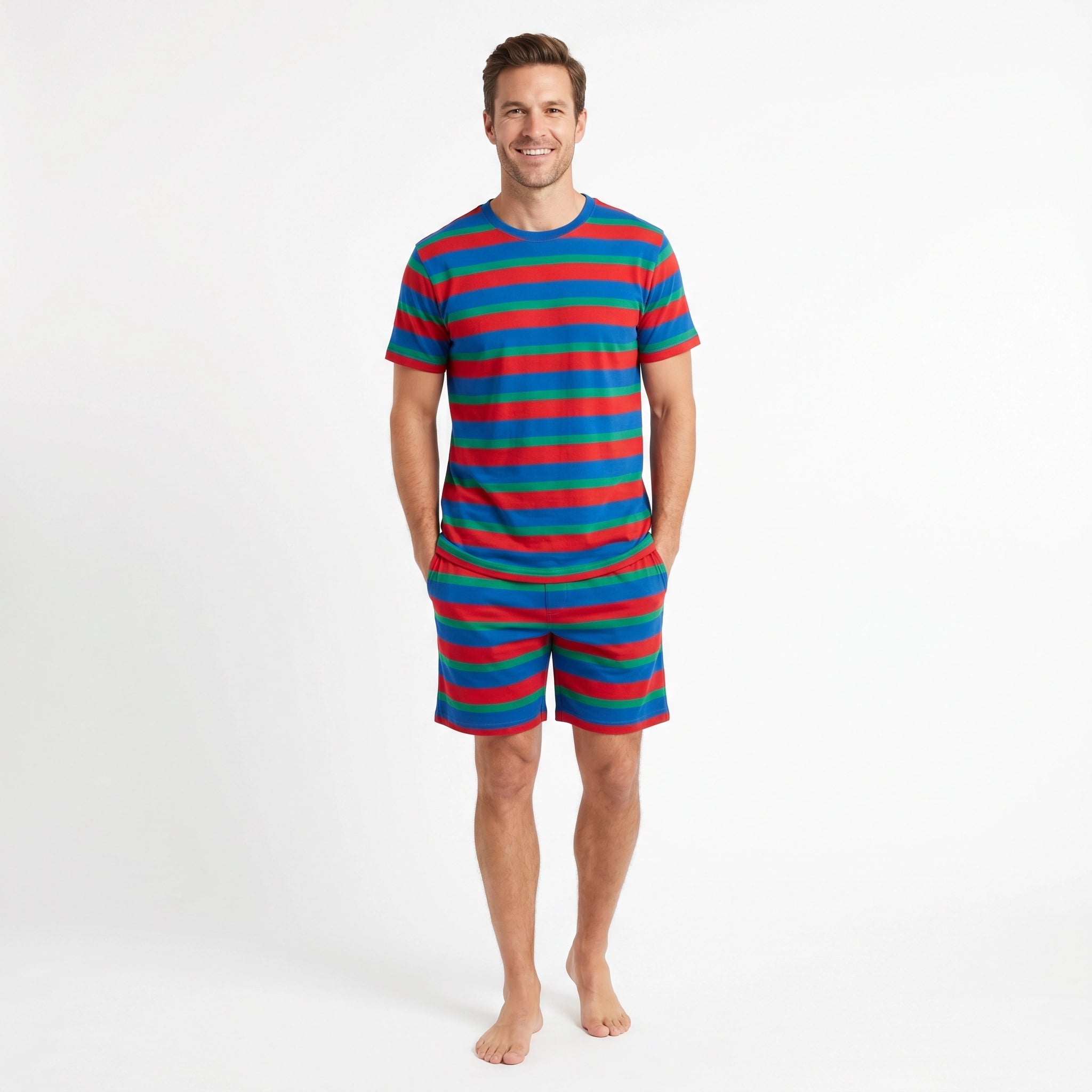 Pijama Corto Hombre Rayas Multicolor | UP2 Fashion