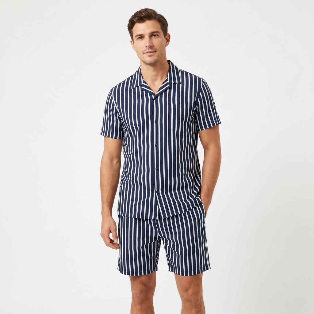 Pijama Corto Hombre Rayas Verticales | UP2 Fashion