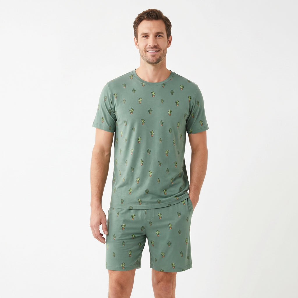 Pijama Corto Hombre Verde Cactus | UP2 Fashion