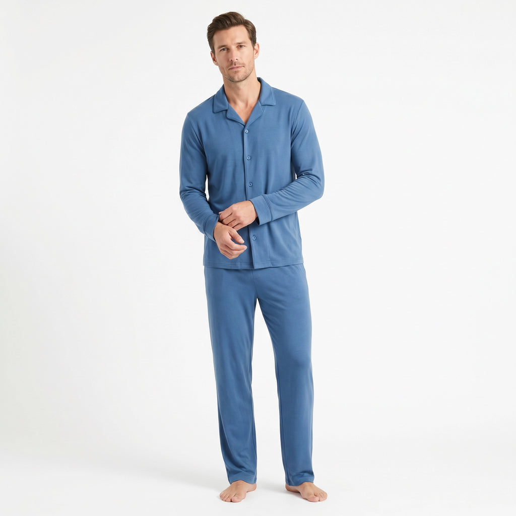 Pijama Largo Hombre Azul Medio | UP2 Fashion