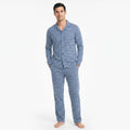 Pijama Largo Hombre Azul Rayas | UP2 Fashion