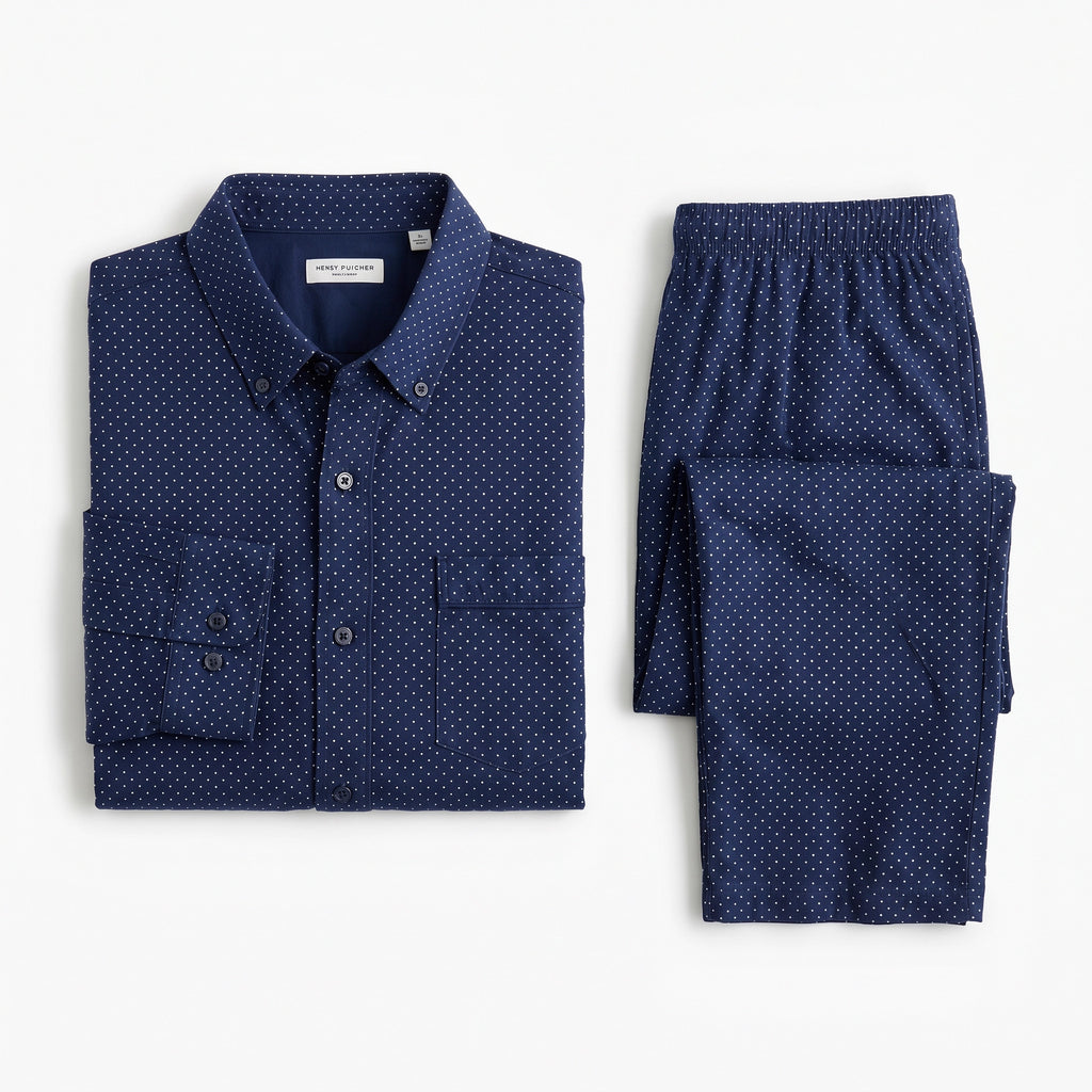 Pijama Largo Hombre Marino Estampado | UP2 Fashion
