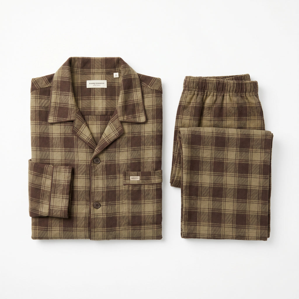 Pijama Largo Hombre Marrón/Caqui | UP2 Fashion