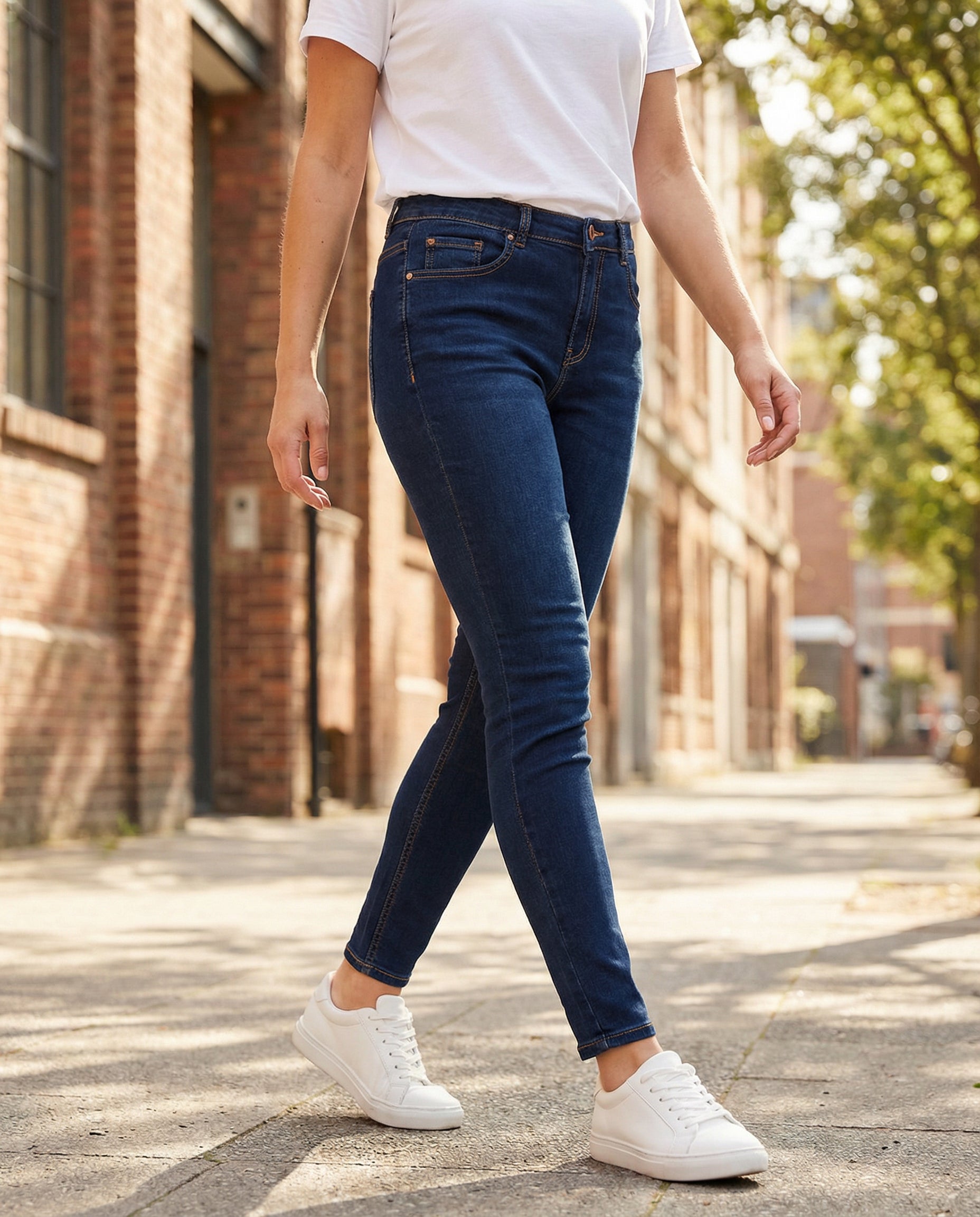 Jeans Mujer Slim Fit Azul Oscuro - Talla 44 (XL) | UP2 Fashion