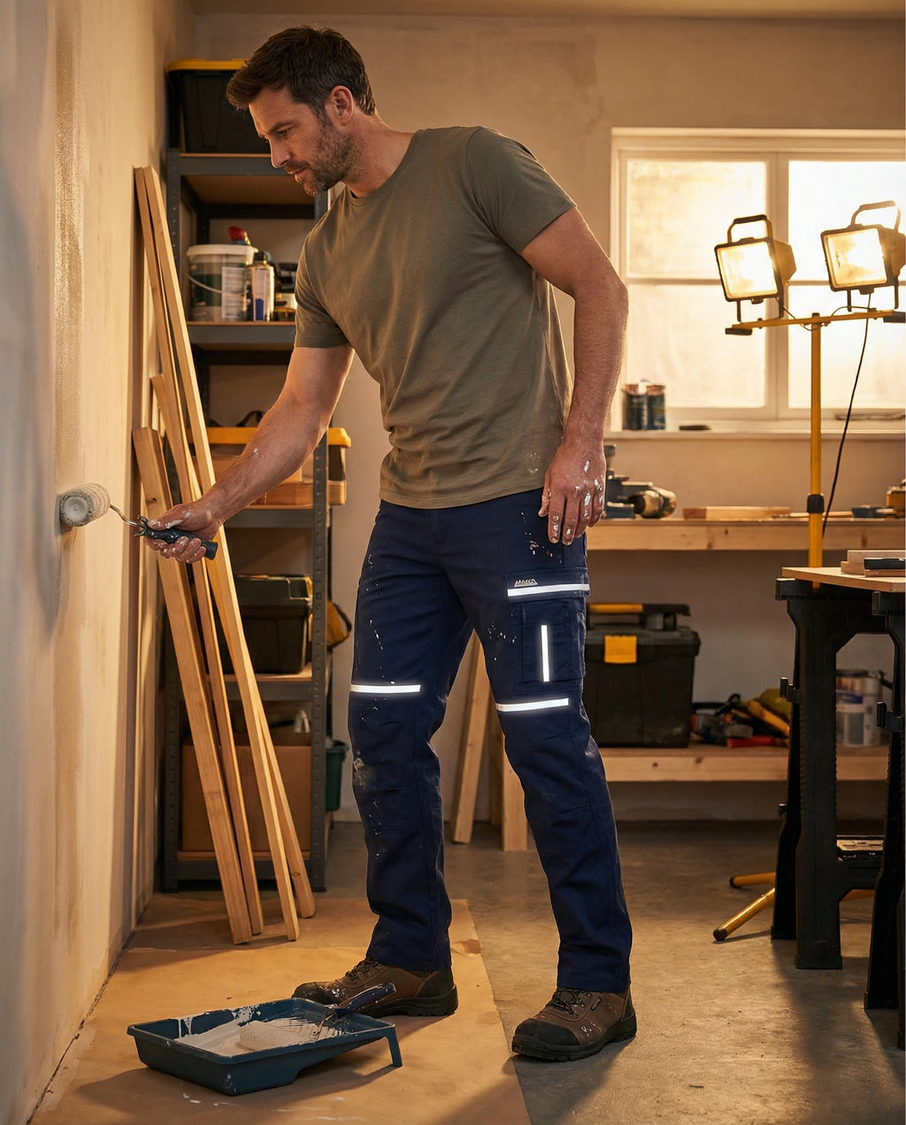 Pantalón de Trabajo Azul Marino con Reflectantes - Talla 52 (XL) | Kraft Wear