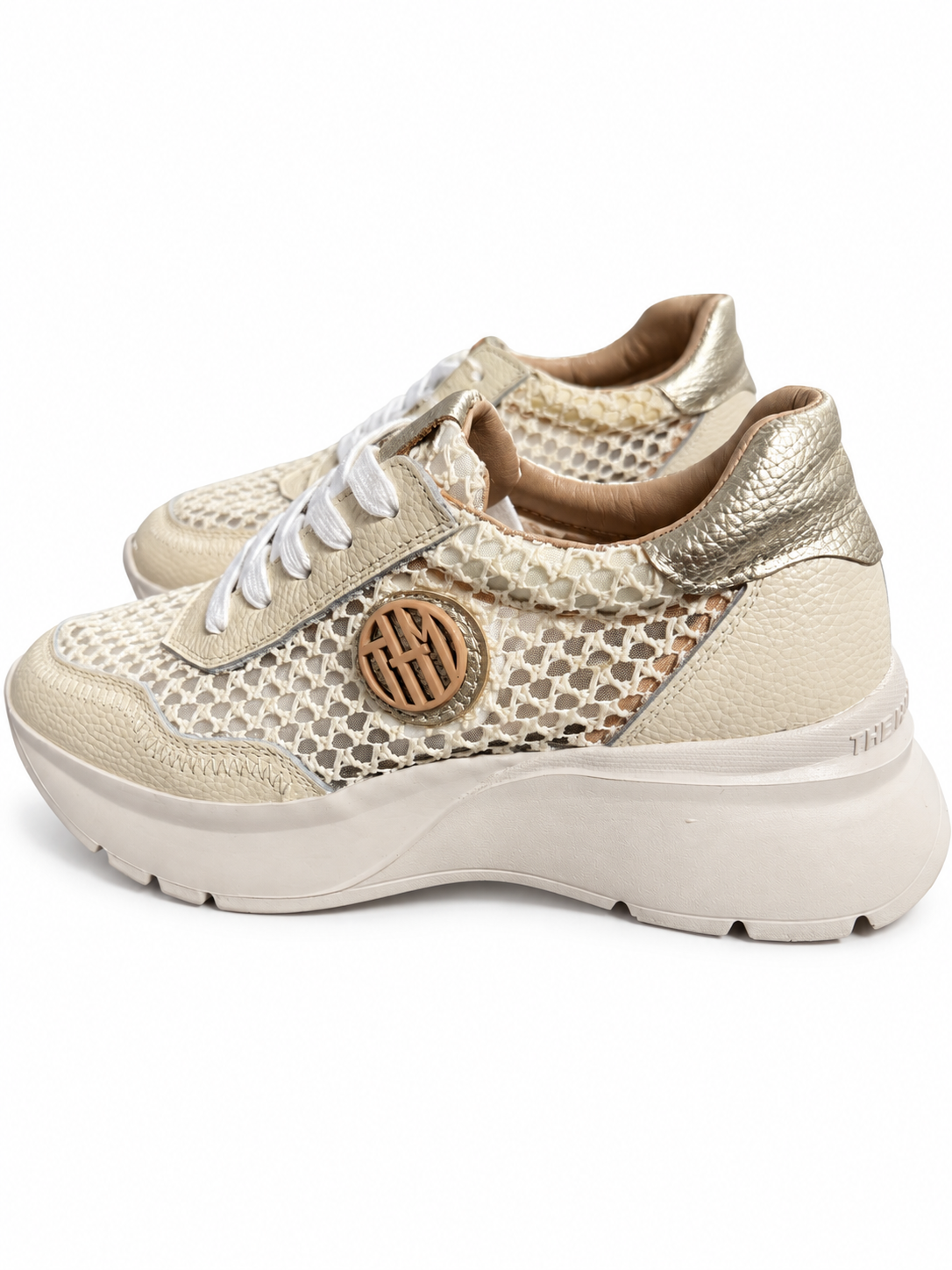 Zapatillas Happy Monk Cascais-002 hielo con tejido calado