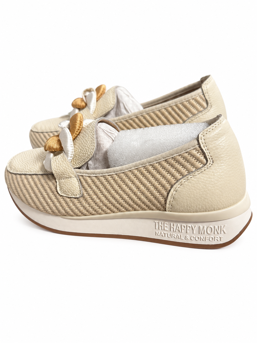 Mocasines Happy Monk Vanity-011 hielo con trenzado en espiga