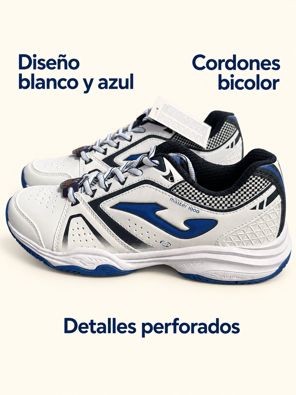 Zapatillas Joma Master 1000 Men 702 blancas y azules — detalles