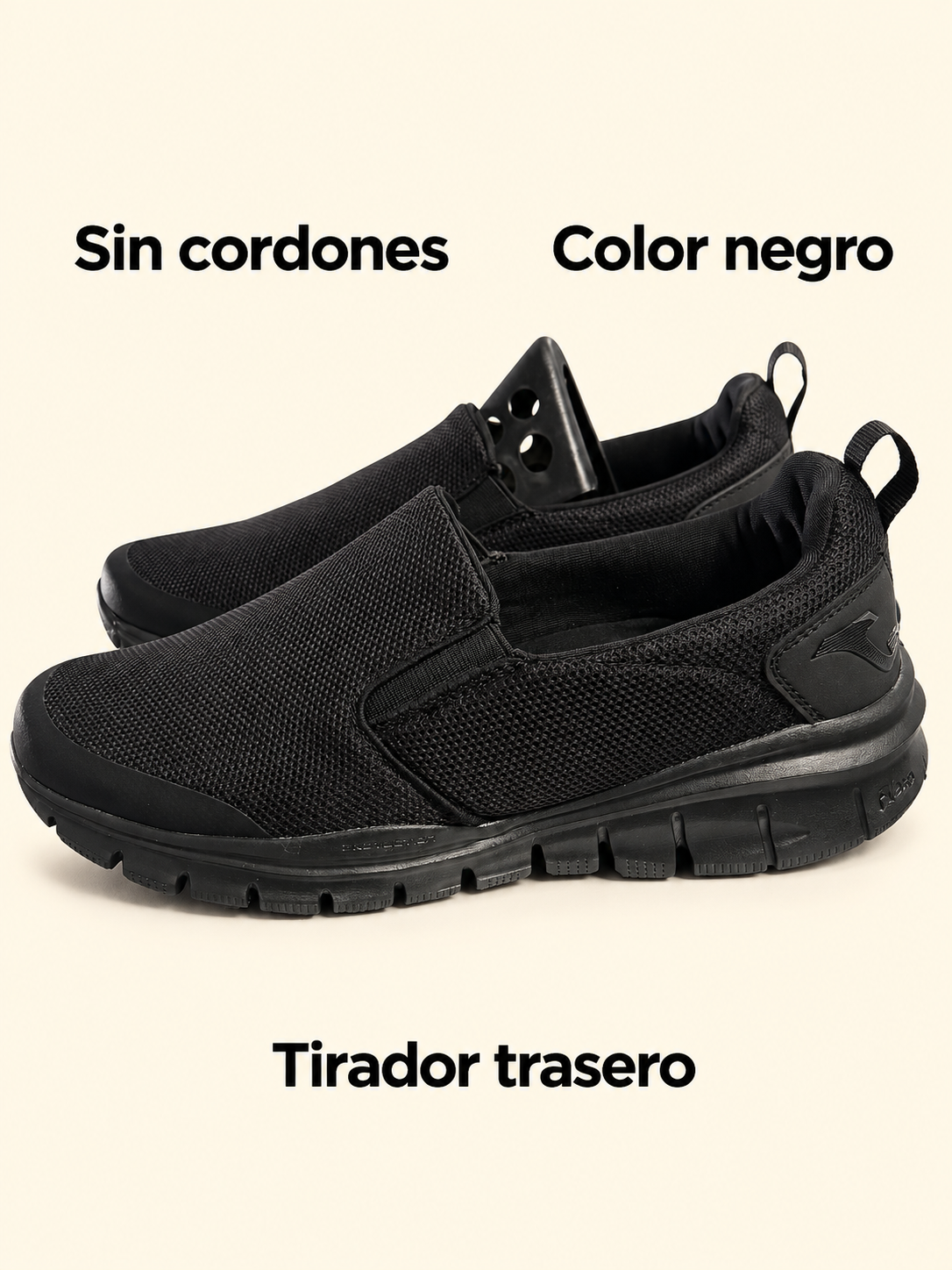 Zapatillas Joma Laceless Men 2201 negras sin cordones — detalles visibles
