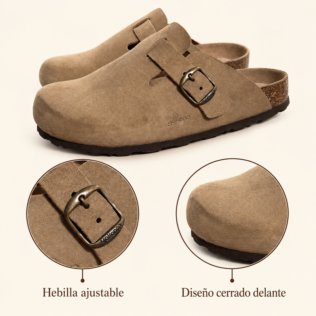 Zuecos Yokono 599 mushroom con hebilla — hebilla y puntera cerrada