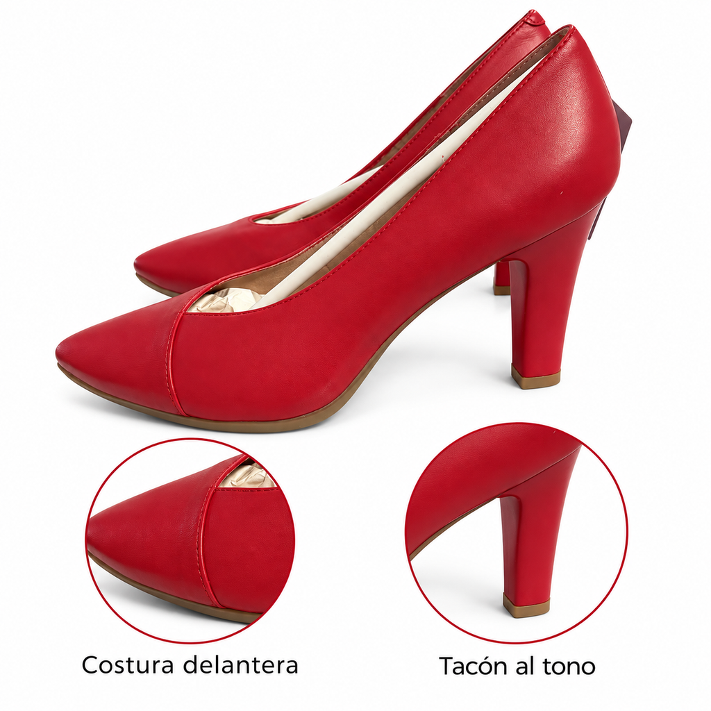 Zapatos de salón Chamby 4331 rojos — costura delantera y tacón al tono