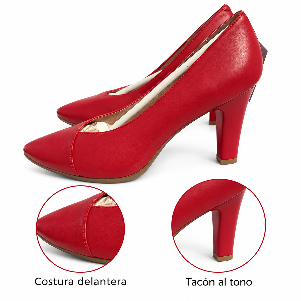 Zapatos de salón Chamby 4331 rojos — costura delantera y tacón al tono