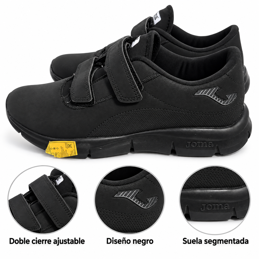 Joma Neftis Lady 2101 negras con doble cierre — cierres ajustables y suela segmentada