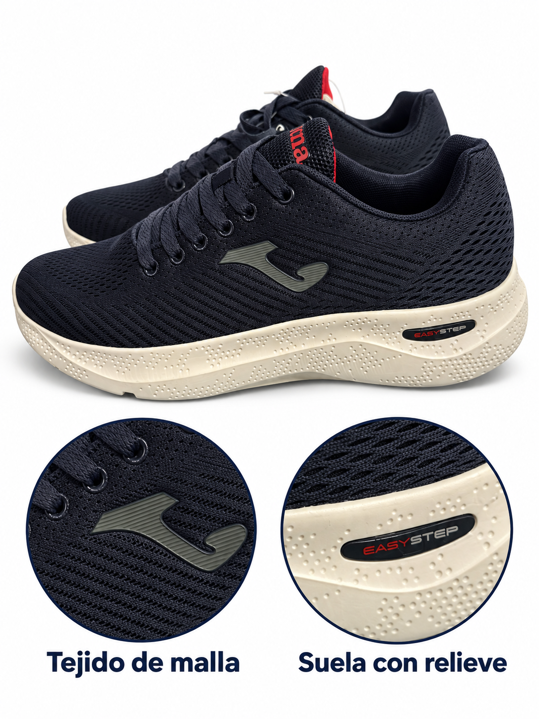 Joma Corinto Men 2503 marino con cordones — tejido de malla y suela con relieve