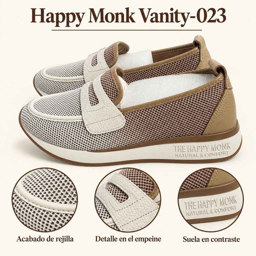 Happy Monk Vanity-023 beige — rejilla y detalle en el empeine