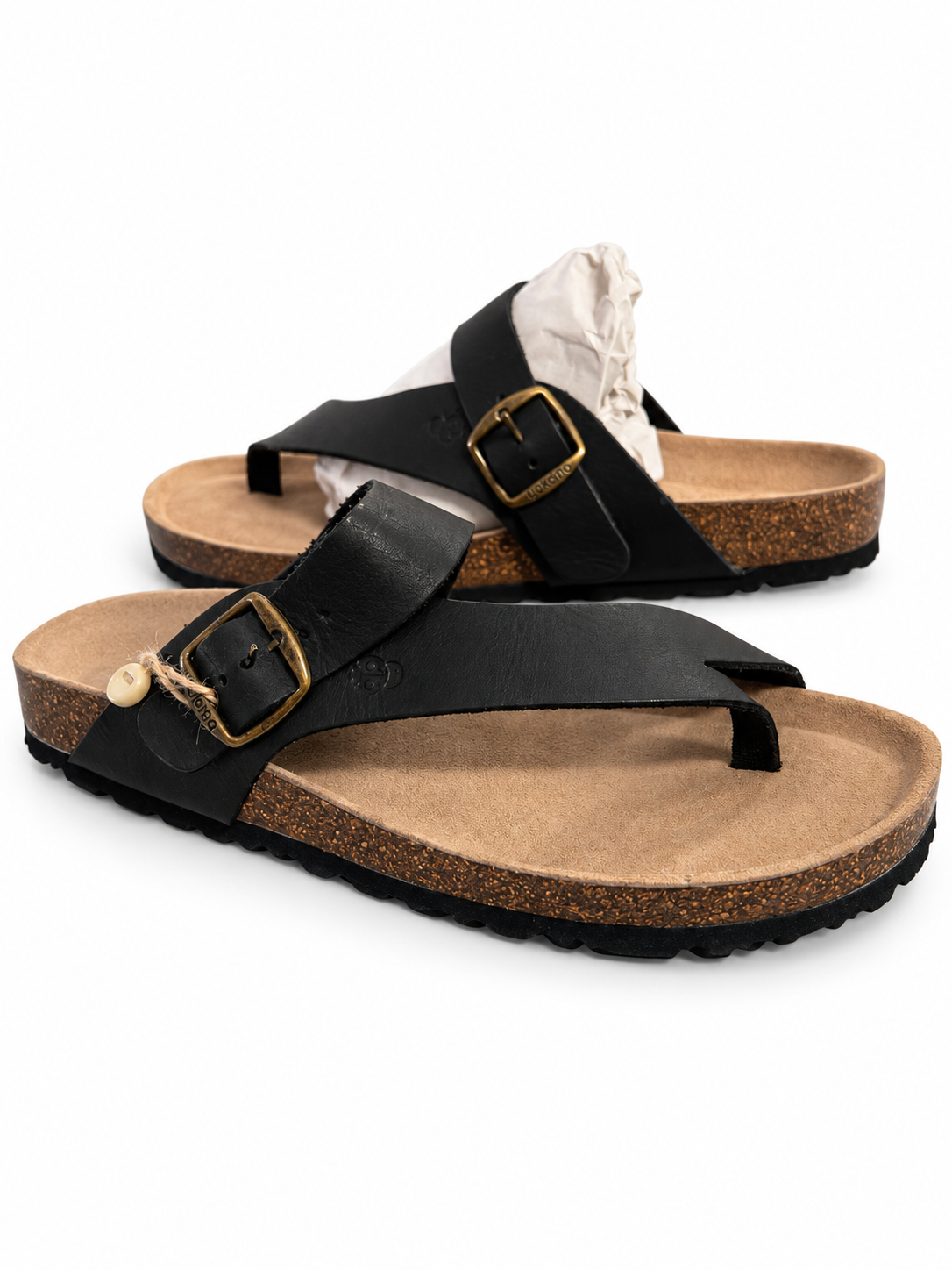 Sandalias Yokono Macam-203 negras de dedo para hombre, talla 41 — vista del par
