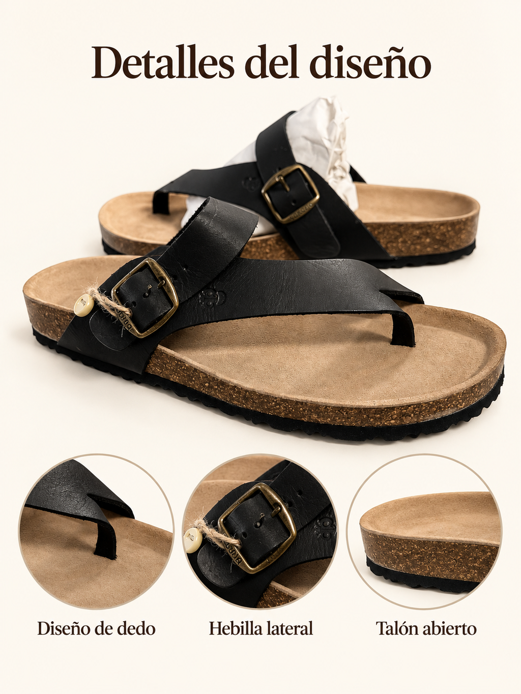 Sandalias Yokono Macam-203 negras de dedo para hombre, talla 41 — diseño de dedo, hebilla lateral y talón abierto