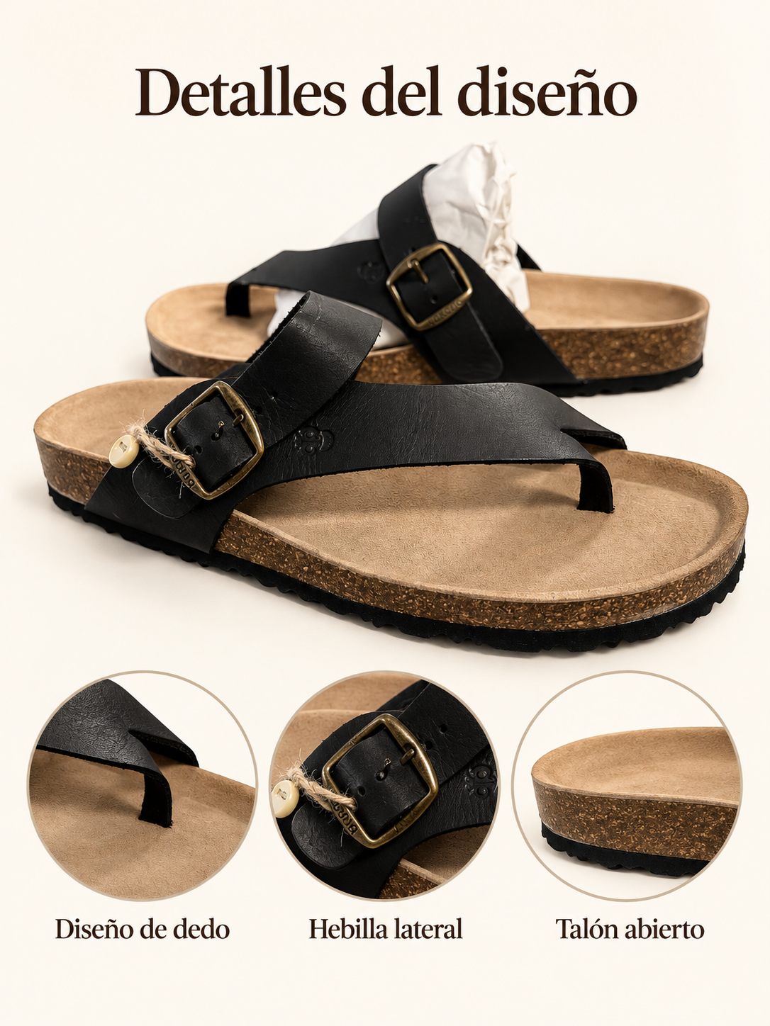 Sandalias Yokono Macam-203 negras de dedo para hombre, talla 41 — diseño de dedo, hebilla lateral y talón abierto