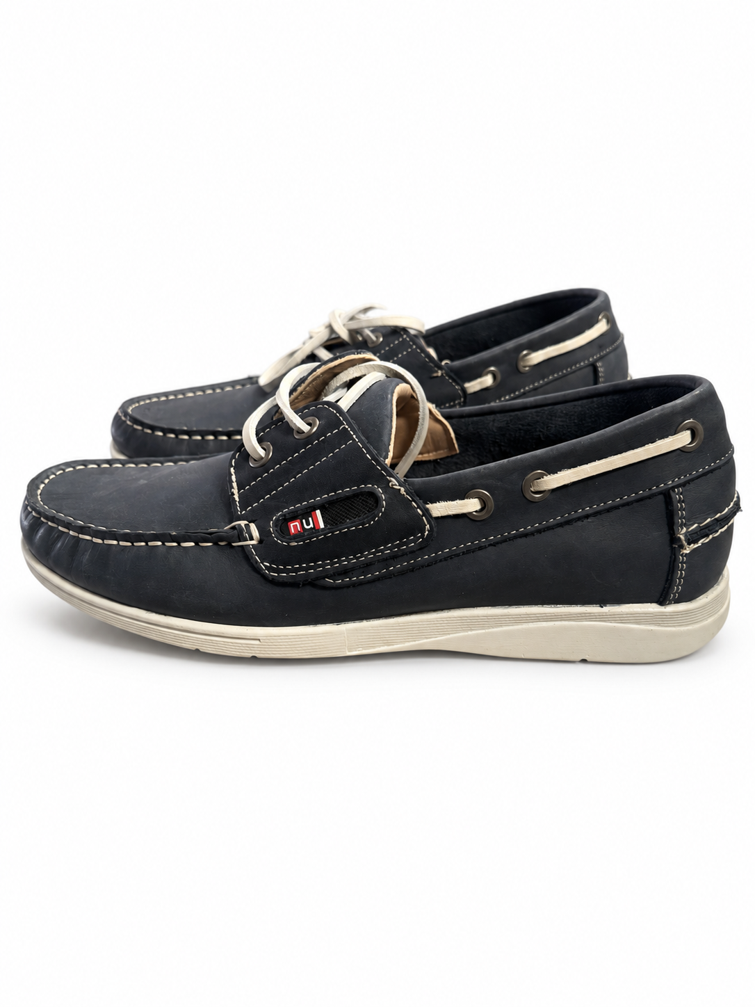 Náuticos Nuper 7830 azul marino con cordones claros talla 40 — vista del par