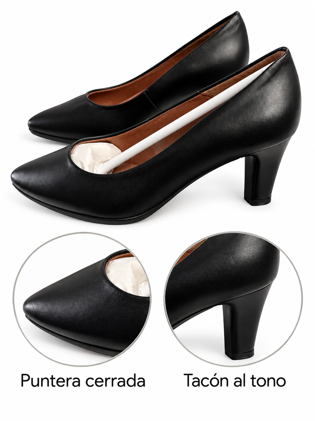 Zapatos de salón Chamby 4276 negros de tacón talla 36 — puntera y tacón