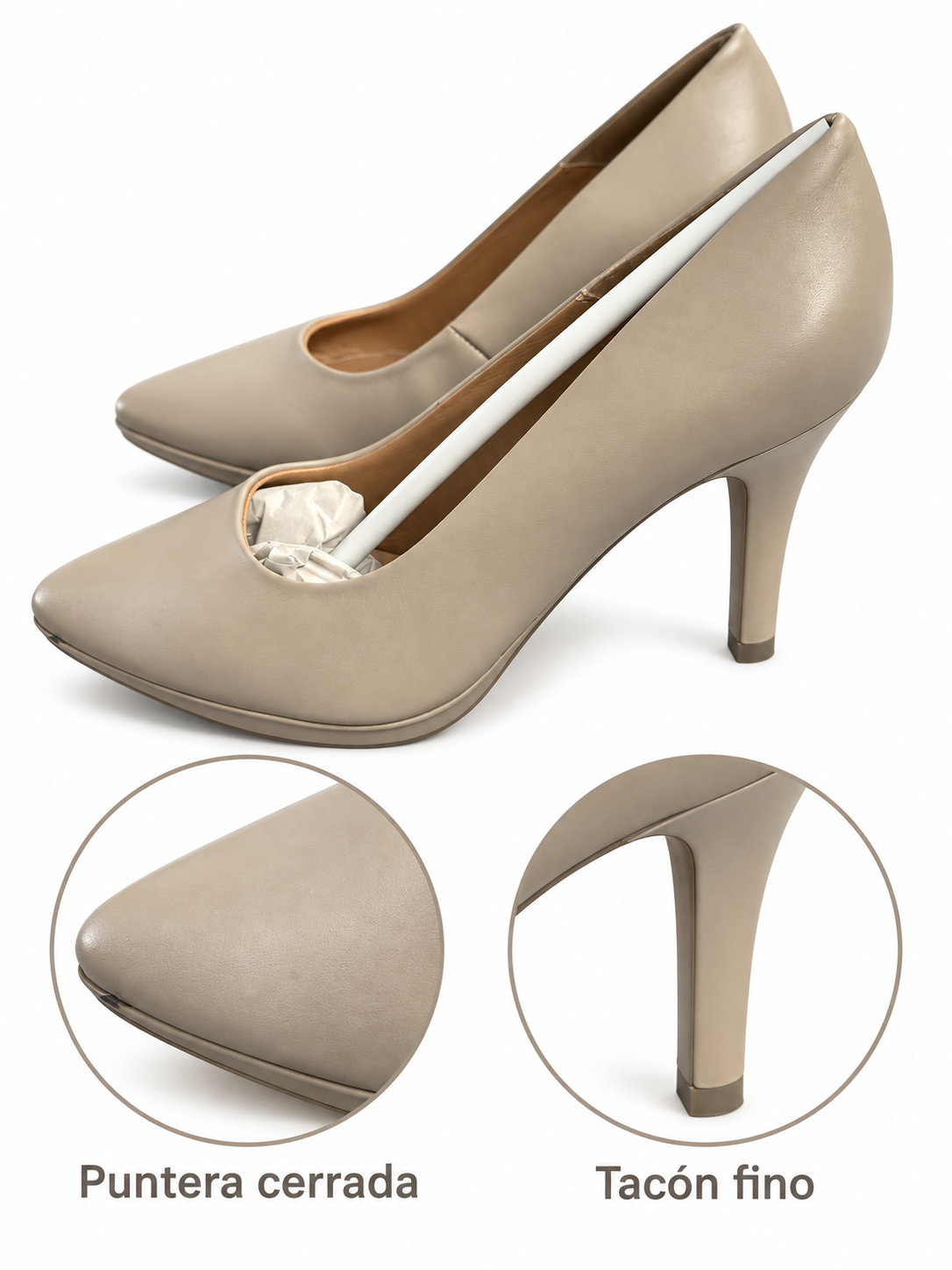 Zapatos de salón Chamby 4350 beige de tacón fino talla 36 — puntera y tacón