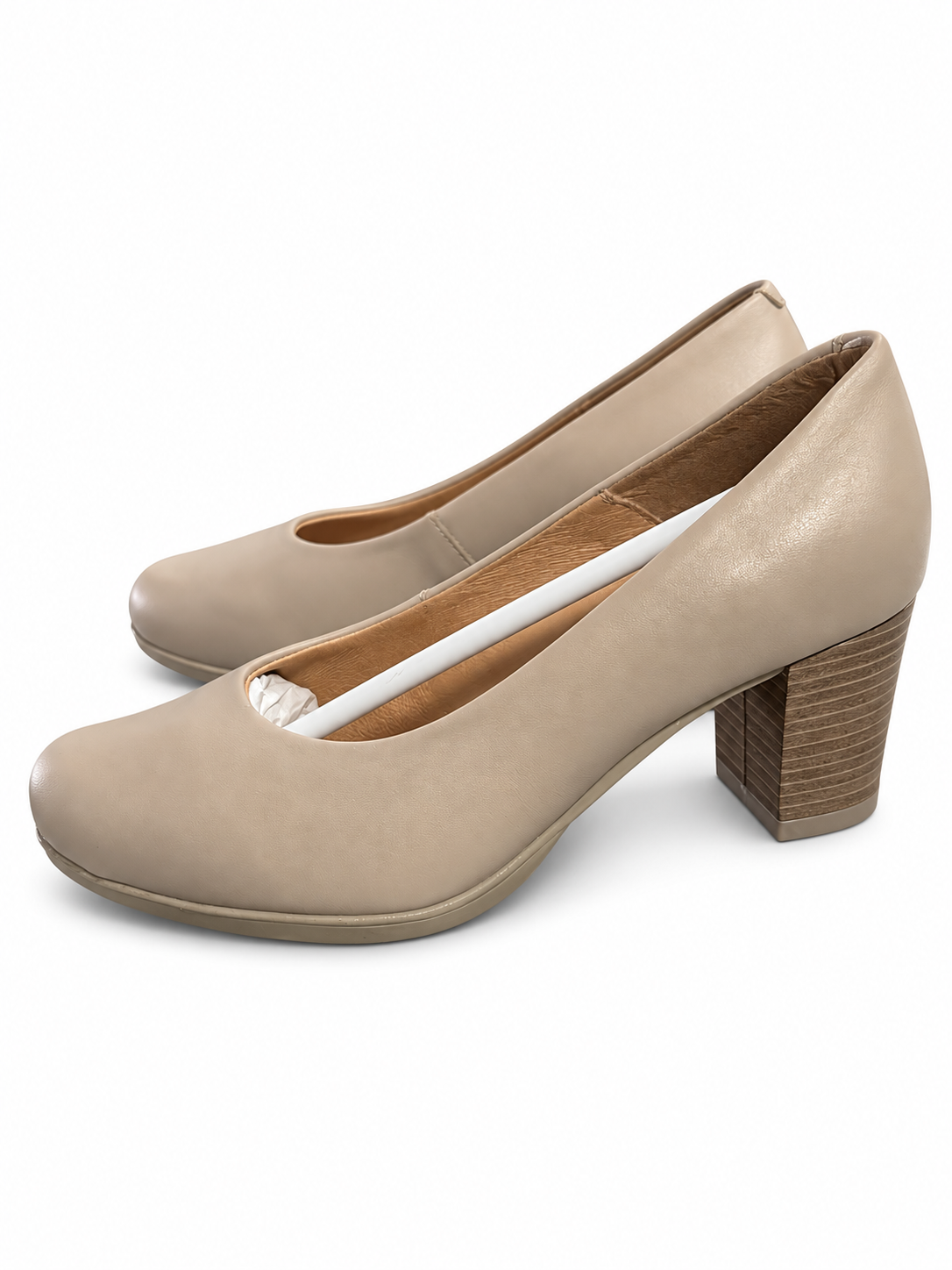 Zapatos de salón Chamby 4450 beige de tacón ancho talla 37 — vista del par