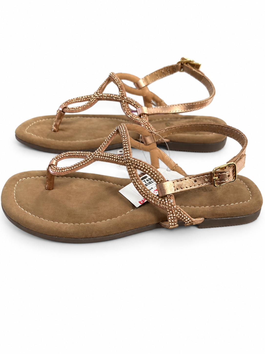 Sandalias Gioseppo Kingfield oro rosado con adornos brillantes talla 37 — vista del par